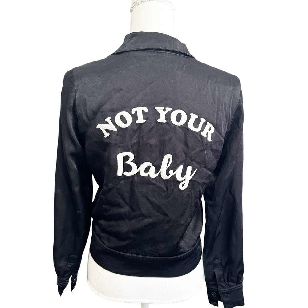 Reformation Womens Not Your Baby Top Satin Button Down Size XS Black
